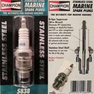 CHAMPION 5838 STAINLESS STEEL MARINE SPARK PLUG / REPLACES L78V, QL78V, BUHW-2, BUZHW-2